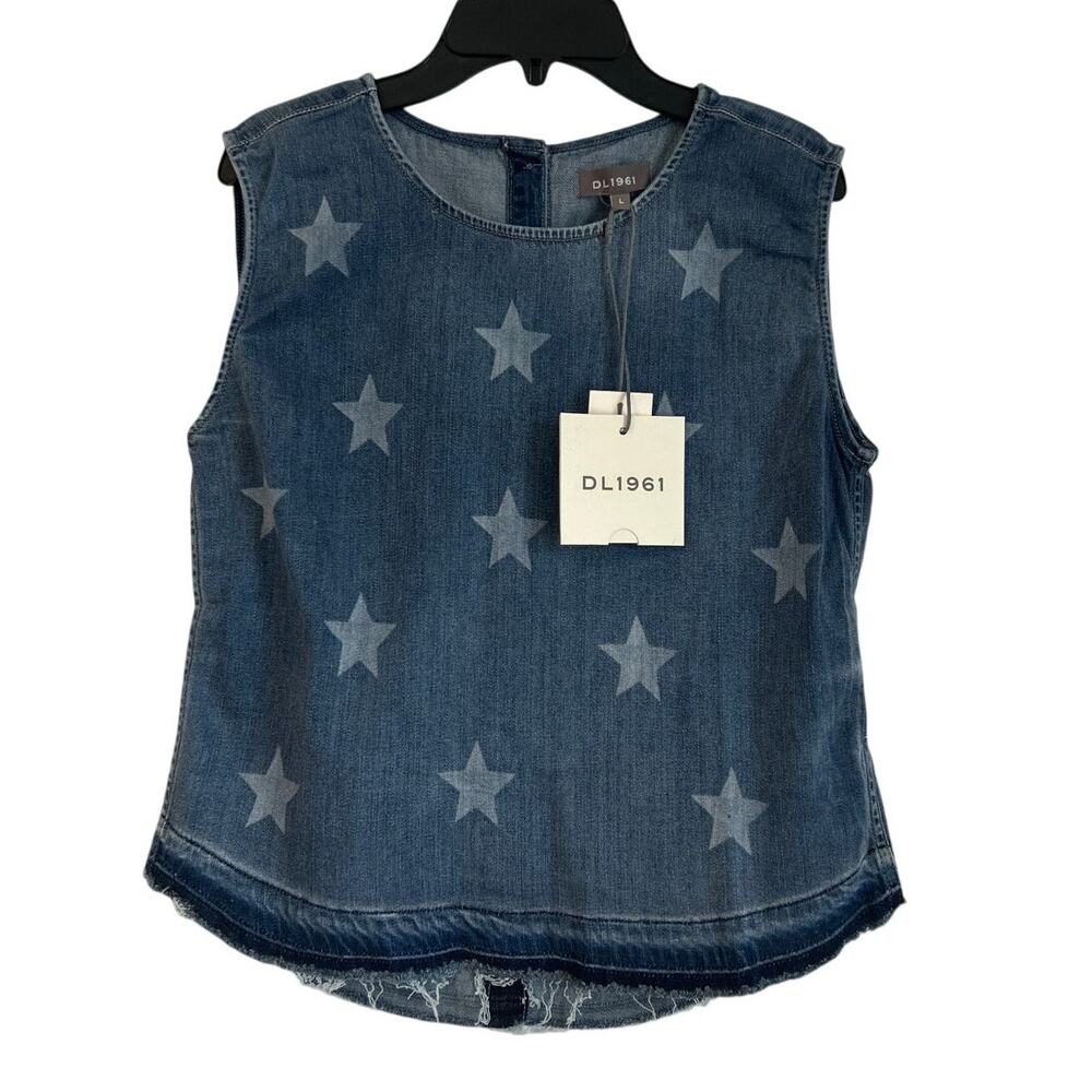 NWT DL1961 Denim Sleeveless Tank – Indigo Star Print, Girls Size Large